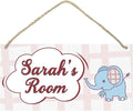 Personalized Name's Light blue elephant bubble-frame Nursery Kid's Children's Girls Bedroom Door Sign Wood Plaque Sign Wall Decor Gift