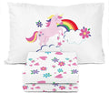 Sunny Side Up Rainbow Unicorns Toddler Sheet Set - 3 Piece Toddler Bedding Set Includes Pillow Cover - Super Soft Floral Hearts Microfiber Sheets
