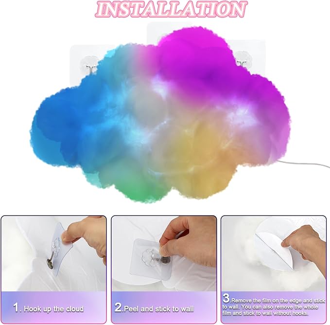 LED Wall Cloud Light for Bedroom, Stick-on Lamp Smart APP and Remote Control, Fluffy Night Light RGB Music Sync for Room, Cool Stuff for Teen Girl, Kids Room Decor (24'')