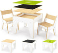 wingyz Kids Table and Chair Set for Study,Building,Art,Dining 4 in 1,Toddler Activity Table with Storage for Big/Small Blocks Construction,Wooden Sensory Play Desk with Chalkboard,Boy Girls Gifts