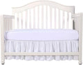 Crib Bed Skirt 28” x 52” with 14” Drop – Split Corners Dust Ruffle, Microfiber - Breathable, Durable, Elastic Adjustable Fit, Soft Nursery Bedding for Baby Boys & Girls, White Solid