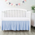 100% Egyptian Cotton, Nursery Crib Toddler (28" x 52" + 16") 800 Thread Count Crib Skirt Dust Ruffle, Bedding Skirts for Baby Boys or Girls, 16" Drop, Light Blue Solid