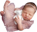 Newborn Lace Romper, 2 PCS Baby Girl Photography Props, Newborn Girl Photography Outfits with Flower Headband for Infants