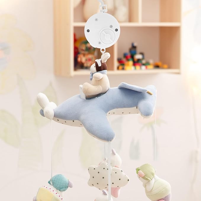 Sosoport Wind Up Nursery Musical Mobile for Crib Mobile with Rotating and Music Box Manual Control Soothing Melodies for Visual and Auditory Development Versatile Use for Bassinets and