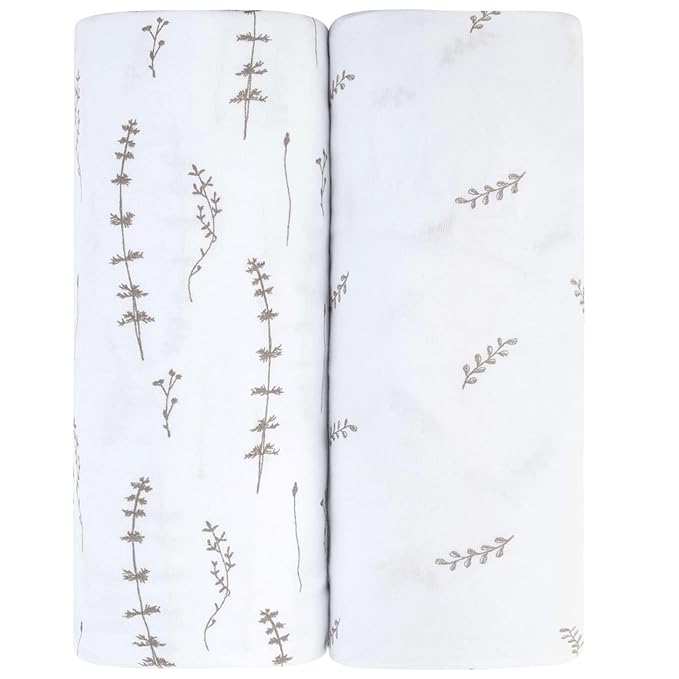 Ely’s & Co. Changing Pad Cover, Diaper Changing Table Sheets, 2 Pack, Cradle Sheet Set for Baby Boys/Girls, 100% Jersey Knit Cotton, Forest Grey Collection, 32”x16”x5”