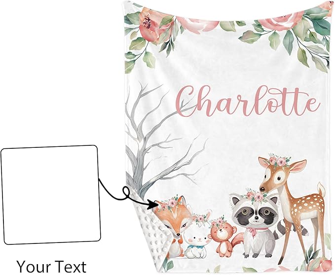 Animal Family Theme Personalized Crib Bedding Set - 2 Piece Custom Name Crib Set with Blanket and Crib Sheet for Infant, Crib Set for Newborns Infant, Comfort and Cozy