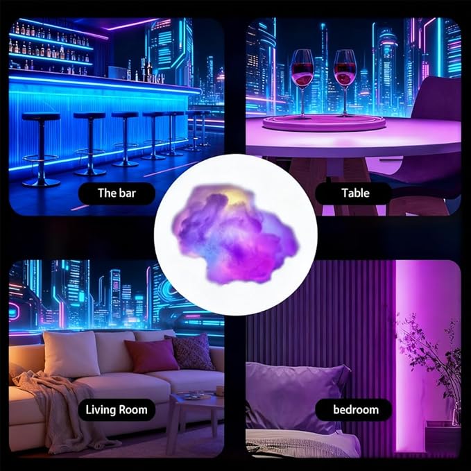 LED Cloud Light with Music Rhythm, 2025 New Cloud Lights for Ceiling,Bedroom,Gaming Room, Music-Sync Dynamic Lighting Effect, Cool Stuff for Boys, For Ceiling Bedroom Office Party (157.48in LED light)
