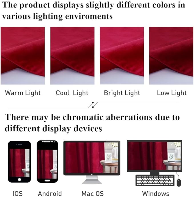 StangH Red Velvet Curtains 96 inches Long for Living Room, Christmas Decor Back Tab Thermal Insulated Privacy Protect Drapes for Bedroom Home Theater, W52 x L96, 2 Panels