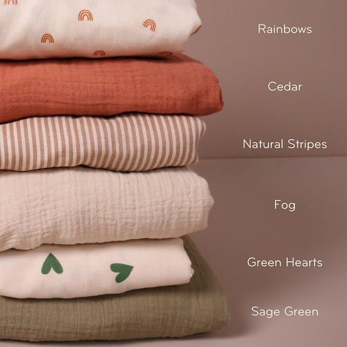Crib Sheets – Organic Cotton Muslin Fitted Crib Sheet – Standard Size for Baby Boy and Baby Girl 28" x 52" Ultra-Soft and Breathable. (Rainbows)