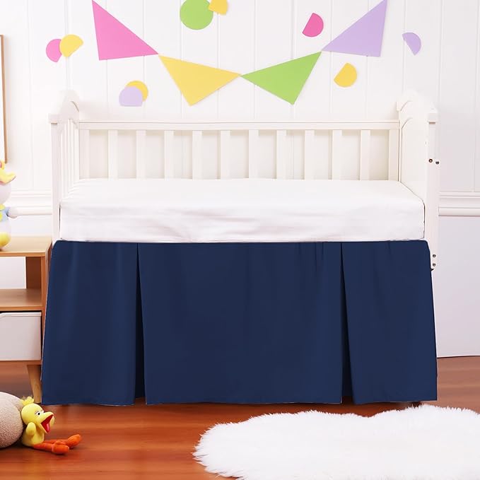 Crib Bed Skirt Dust Ruffle 100% Cotton - Natural, Soft, Breathable for Baby's Delicate Skin, Nursery Toddler Crib Bed Skirt for Baby Boys Girls, Fits Standard Cribs 28" x 52" with 14" Drop