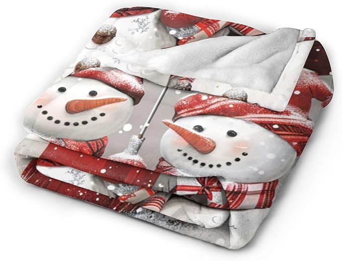 Tijuboni Snowman Throw Blanket for Girls Boys Women Men Kids Adults Soft Flannel Fleece Blanket for Couch Sofa Bed Home Decor 40"x50"