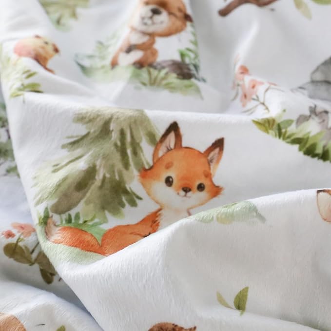 BORITAR Baby Blanket for Boys Girls Super Soft Double Layer Minky with Dotted Backing, Lovely Woodland Animal Design Blanket for Toddler Newborn 30 x 40 Inch(75x100cm)