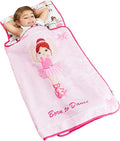EVERYDAY KIDS Toddler Nap Mat with Removable Pillow -Born to Dance Ballerina- Carry Handle with Straps Closure, Rollup Design, Soft Microfiber for Preschool, Daycare, Sleeping Bag - Ages 2-6 Years
