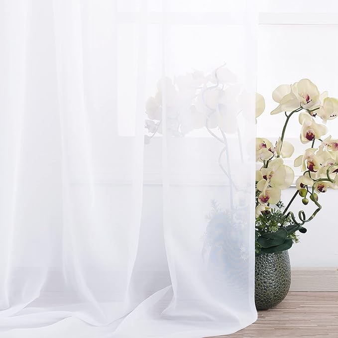 NICETOWN Sheer Valances for Windows 216 inch Length, White Window Scarf Drapes Versatile Wedding Arch Draping Canopy Curtains for Bed/Big Events, 30 inch Width, Sold by 2 PCs