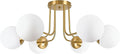 KoKo&Yukina 6-Light Mid Century Ceiling Light Modern Semi Flush Mount Ceiling Light Fixture Globe Ceiling Light with Milk Glass Shade Brushed Brass Finish for Bedroom Hallway Dining Room Living Room