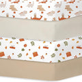 Bimocosy Crib Sheets for Boys Girls, Fitted Crib Sheet 4 Pack for Standard Crib and Toddler Mattresses, Super Soft Breathable Microfiber Baby Sheet 28"x 52", Dinosaur/Leaves/Khaki/Beige