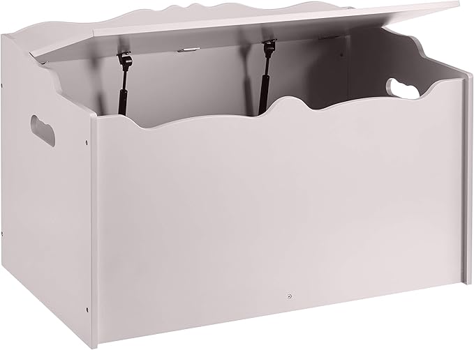 Amazon Basics Kids Toy Box, Wooden Organizer Storage Chest, Gray, 30" x 18" x 19"