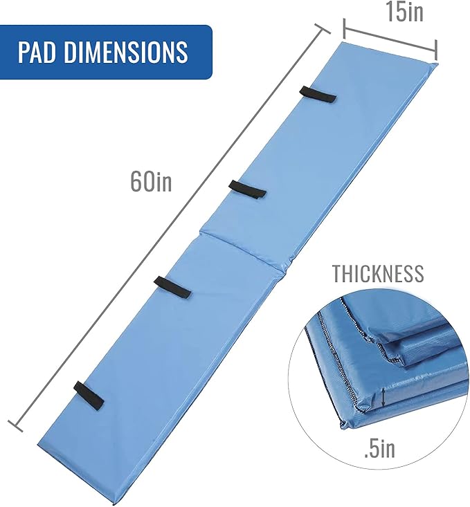 DMI Bed Rail Cover, Bed Rail Padding and Bed Bumper Pad for Elderly, Disabled or Handicapped, Rails Not included, Padded Cover Only, Blue, 60 x 15 x 0.5, 2 Count