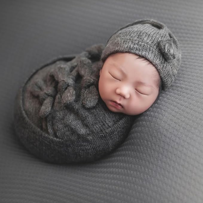 Baby Photography Props Hat Wrap Newborn Photo Props Photoshoots Accessories Infant Photo Stretchy Knit Wrap Blanket Accessories