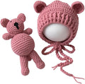 Zeroest Newborn Baby Boy Girl Photography Props Bear Hat Outfits Crochet Kint Handmade Cap Set for Newborn Photo Shoot