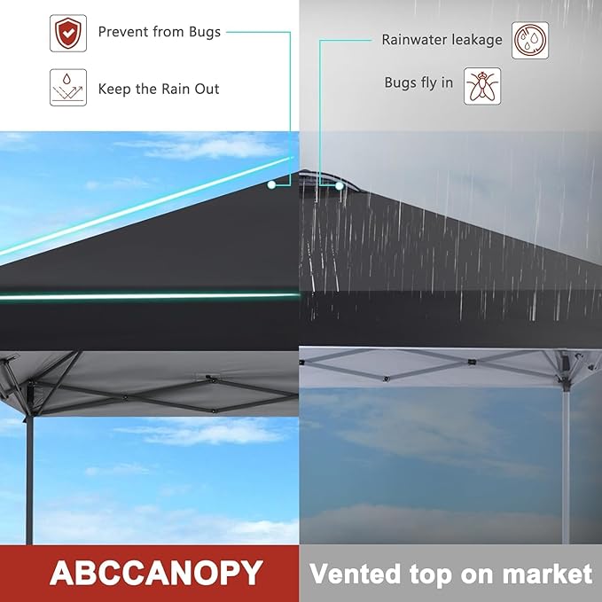 ABCCANOPY Pop Up Canopy - Outdoor Patio Portable Canopy Tent Heavy Duty for Backyard and Deck with 4 Sandbags(Black, 8x8)
