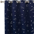 LORDTEX Dinosaur and Star Foil Print Blackout Curtains for Kids Room - Thermal Insulated Curtains Noise Reducing Window Drapes for Boys and Girls Bedroom, 52 x 84 Inch, Navy, Set of 2 Panels