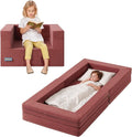 Travel Toddler Bed, 3-in-1 Convertible Sofa Bed for Toddler Portable Floor Beds, Flip Open Sofa Lounger for Girls and Boys, Made with High-Density Foam and Washable Cover,Red