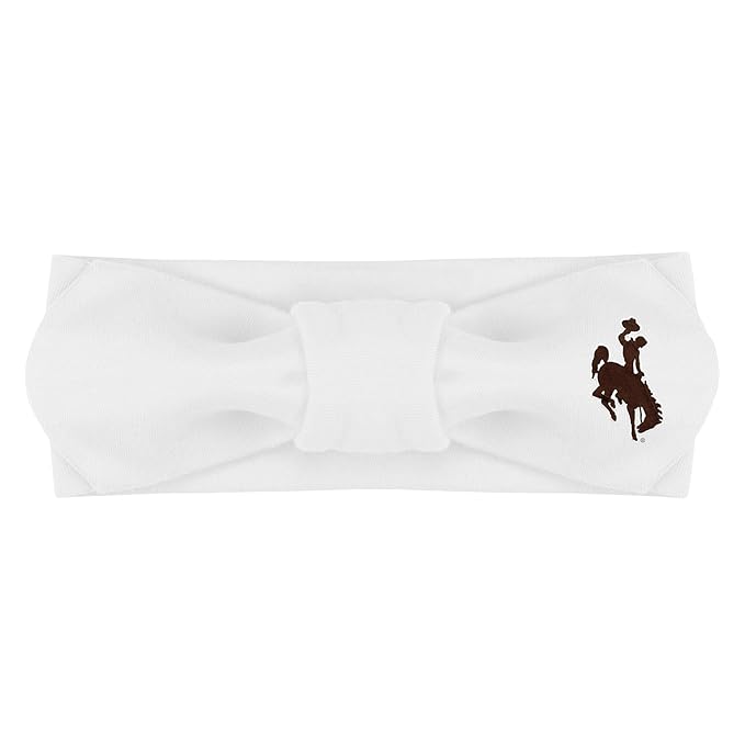 Creative Knitwear Wyoming Cowboys Infant Girls White Solid Hair Knot Headband Embroidered Logo - Size Newborn - 4T