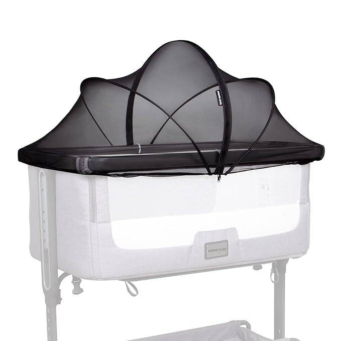 Beberoad Love Bassinet Mosquito Net Cover - Breathable Mesh Canopy with 2-Way Zipper for Baby Cribs, Bedside Sleepers & Travel Cribs (Black)