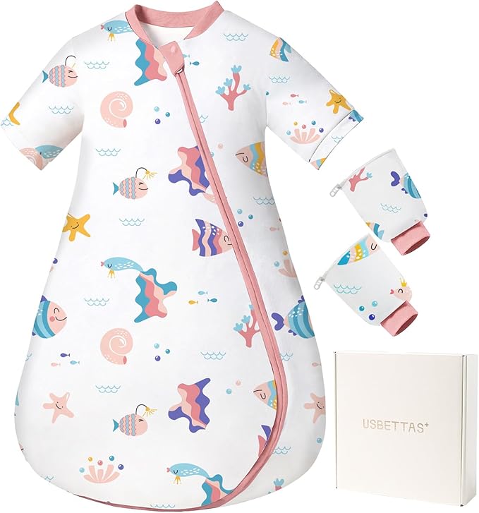 Baby Sleep Sack with Removable Sleeves, Breathable Wearable Blanket for Newborn & Toddler 6-36 Months, Cute Print