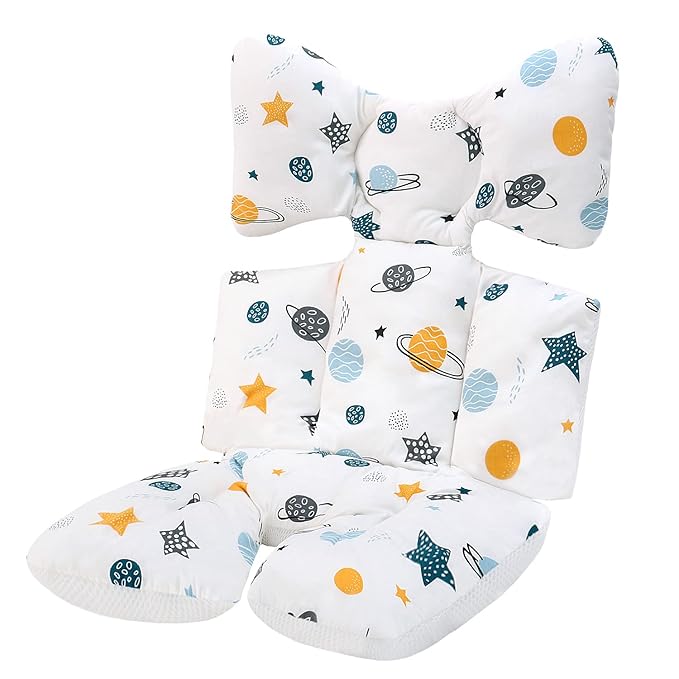 Baby Stroller Seat Liners, Reversible Baby Stroller Cushion Pad Soft and Breathable 3D Air Mesh Cotton Universal Baby Seat Pad Liner for Strollers, Car Seats (Planet)