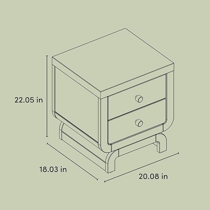 Storkcraft Santorini 2 Drawer Nightstand (White & Driftwood) - GREENGUARD Gold Certified Nightstand for Kids Bedroom, Premium Wood with Curved Base, “Champagne” Metal Knobs