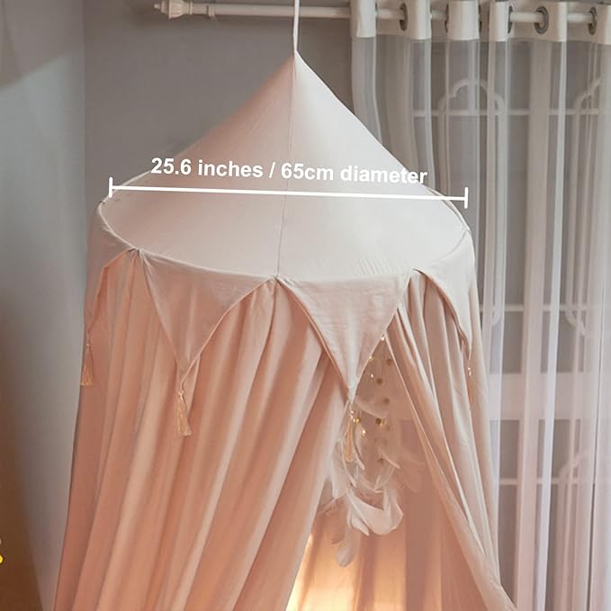 Bed Canopy for Girls, Kids Bed Curtain Bed Room Decor Hanging House Castle Reading Nook Dream Tent Full Queen Size(Light Pink)
