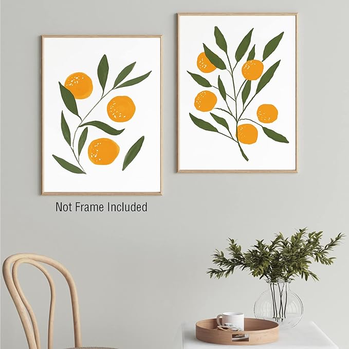 LUHDFYS Colorful Fruit Art Print Abstract Lemon Orange Canvas Painting Watercolor Lemon Canvas Wall Art Boho Watercolour Citrus Fruit Botanical Prints Posters for Kids Room Kitchen Decor Unframed