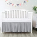 100% Egyptian Cotton, Nursery Crib Toddler (28" x 52" + 14") 800 Thread Count Crib Skirt Dust Ruffle, Bedding Skirts for Baby Boys or Girls, 14" Drop, Silver Solid