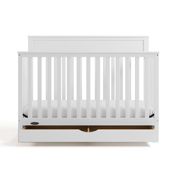 Graco Shiloh 5-in-1 Convertible Crib with Drawer – GREENGUARD Gold Certified Baby Crib Crafted from Wood, Converts to Toddler Bed, Daybed, and Full-Size Bed, White