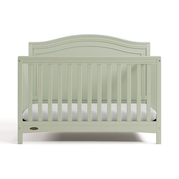 Graco Paris 4-in-1 Convertible Crib - GREENGUARD Gold Certified, Converts to Toddler Bed, Daybed and Full Bed, Fits Standard Crib Mattress, Adjustable Mattress Base, Sage