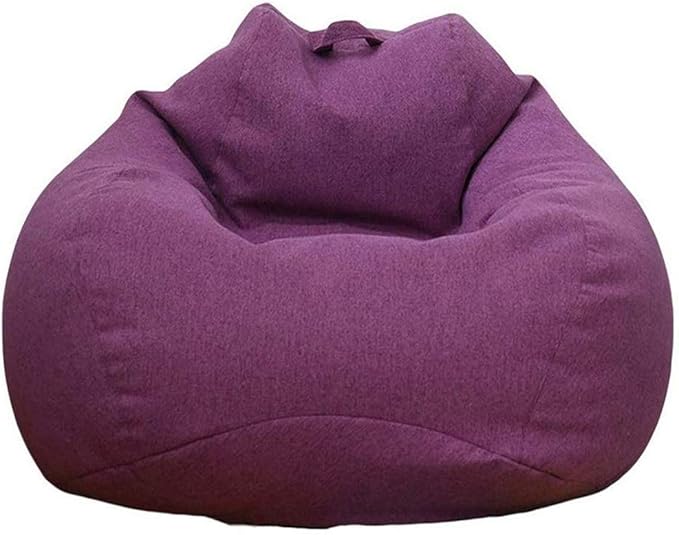 Stuffed Animal Storage Bean Bag Cover (No Filler) Extra Soft Beanbag Seat Chair Covers-Cotton Linen Memory Foam Beanbag Replacement Cover for Adults Children without Filling