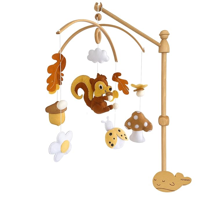 Baby Mobile for Crib, Adjustable Wooden Arm Holder, Easy Install Nursery Accessory, Natural Gift for Newborn and Parents