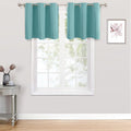 ChrisDowa Small Kitchen Valances for Windows - Grommet Short Thermal Insulated Room Darkening Window Valances Curtains for Living Room (2 Panels, Aqua, 42 x 18 Inch)