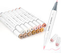 SFAIH Skin Tone Alcohol Markers Brush & Fine - 11 Light Portrait Colors+Mixed Color 0, Blendable & Refillable Permanent Art Markers for Adults/Teen/Artists/Creators & Illustrators