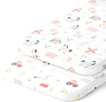 Joey + Joan Bassinet Fitted Sheets 19" x 32" for Cowiewie Bedside Sleeper Bassinet Mattress Pad – Snuggly Soft 100% Jersey Cotton – Farm Animals – 2 Pack