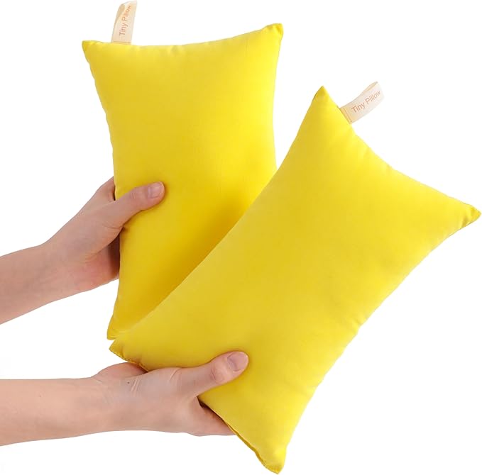 NTBAY Tiny Pillows, Down Alternative 7"x11" Microfiber Mini Pillow for Travel, Pets, Soft Machine Washable Small Pillows for Neck, Wrist, Lumbar and Knee, Yellow
