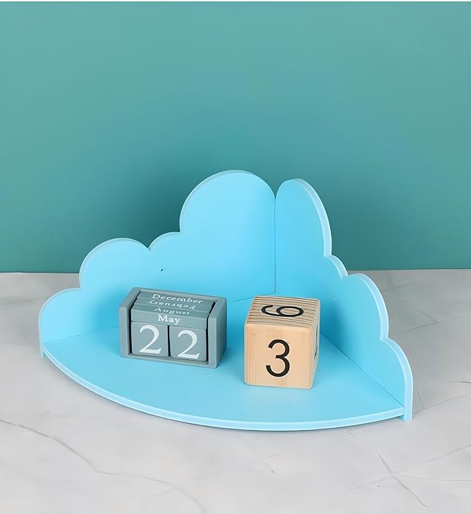 Cloud Wall Shelf Set of 3 Corner Hanging Shelf Nursery Book Shelf, Scalloped Design, Safe and Non-Toxic Sheet Wall-Mounted Background for Kids Bedroom, Toddler Room, Baby Room Decor