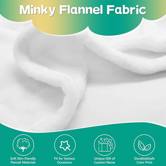 Custom Safari Animals Blanket Gift, Personalized Baby Blanket with Name, Soft Plush Flannel/Sherpa Fleece Throw Blankets for Toddler Kid Teen Boys Girls Color07