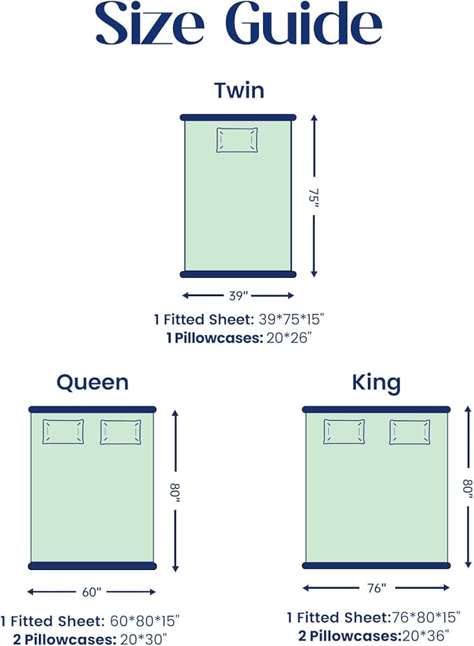 Dream Valley® Queen Sheet Set, Cooling Fitted Sheet with 2 Pillowcase-3 PCS with No Flat Sheet,Q-Max > 0.4 Aerocool, Cooling for Night Sweats, Hot Sleepers,deep Pocket up to 15",Mint Macaron