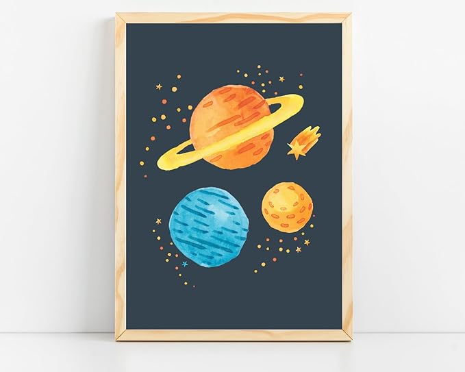 VUVUKU Space Nursery Print Themed Boy Decor Outer Kids Wall Art Baby Prints Playroom