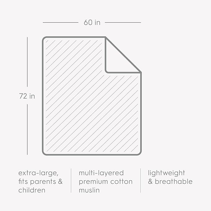 Little Unicorn Premium Quilted Throw | Super Soft, Multi-Layered Muslin XL Blanket| Great for Kids & Families (Snow Day)