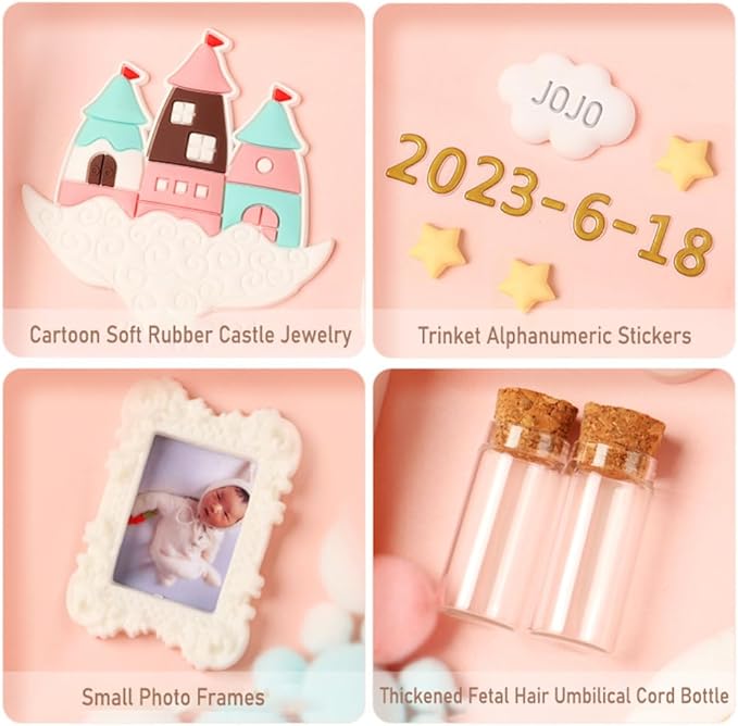 MCstars Handprint Footprint Photo frame DIY Commemorative Newborn Photo Footprint Birthday Photo Frame New Mother Gift Photo Frame Maternity Hospital Presents Fetal Hair Retention