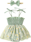 Meihuida Newborn Baby Girl Sleeveless Rompers Summer Clothes Cotton Bodysuit with Headband